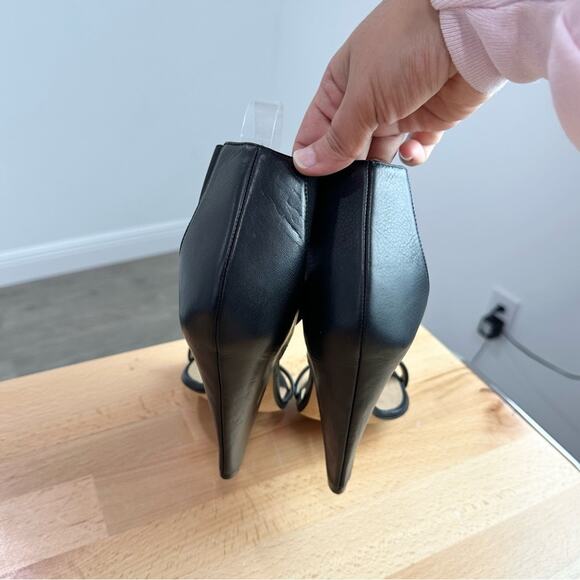 IRO Black Leather Sohak Elastic Strap Cone Heel Sandals 40 - Picture 3 of 7